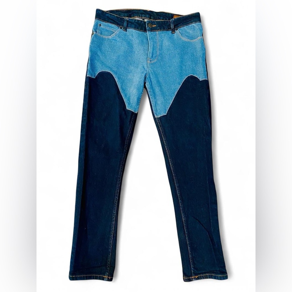 ASOS Wester Navy & Blue Denim Chaps Design Skinny Jeans